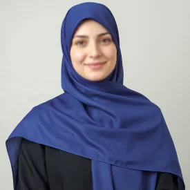 روسری کرپ‌حریر شاین آبی کاربنی