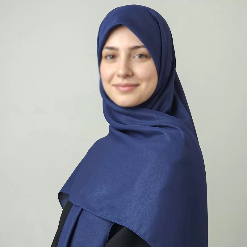 روسری کرپ‌حریر شاین سرمه ای روشن