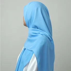 روسری ساده کرپ‌حریر آبی‌ آسمونی