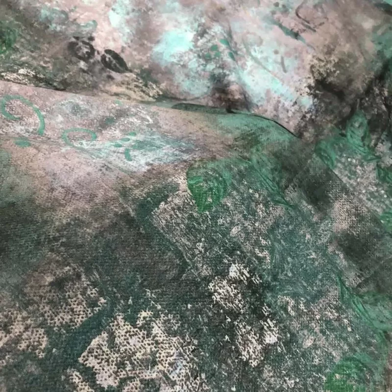 روسری نخ طرح پتینه سبز آبی