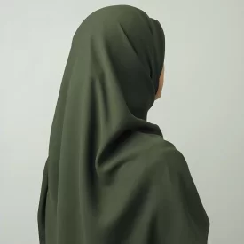 روسری ساده کرپ‌حریر زیتونی