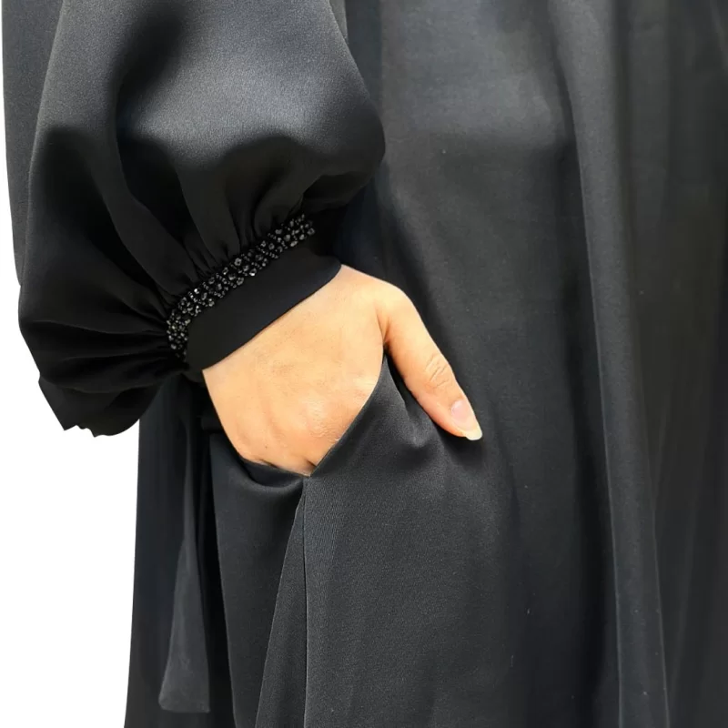 عبا زنانه مدل مهتا پارچه کرپ تیتانیوم