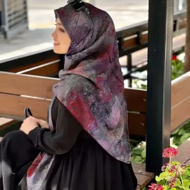 روسری نخ طرح پتینه زرشکی