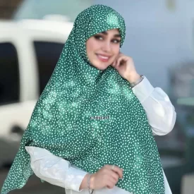 روسری مجلسی طرح سپید سبز