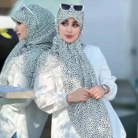 روسری مجلسی طرح سپید سفید