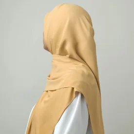 روسری ساده کرپ‌حریر نخودی