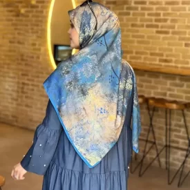 روسری نخ طرح پتینه آبی