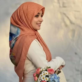 روسری نخ طرح بلا نارنجی
