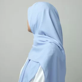 روسری ساده کرپ‌حریر آبی‌ یخی
