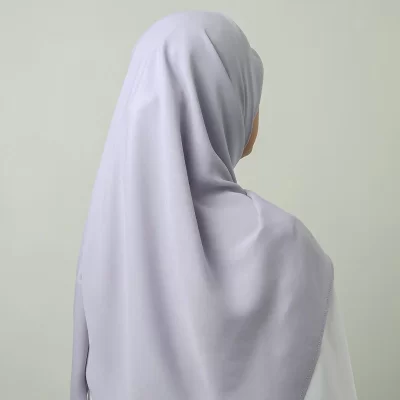 روسری ساده کرپ‌حریر نقره ای