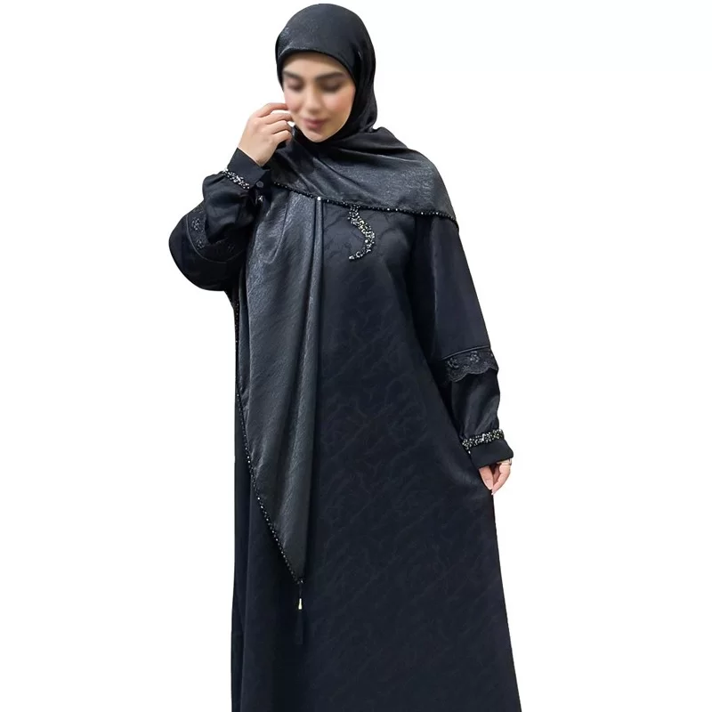 عبا زنانه مدل ترلان پارچه کرپ تیتانیوم
