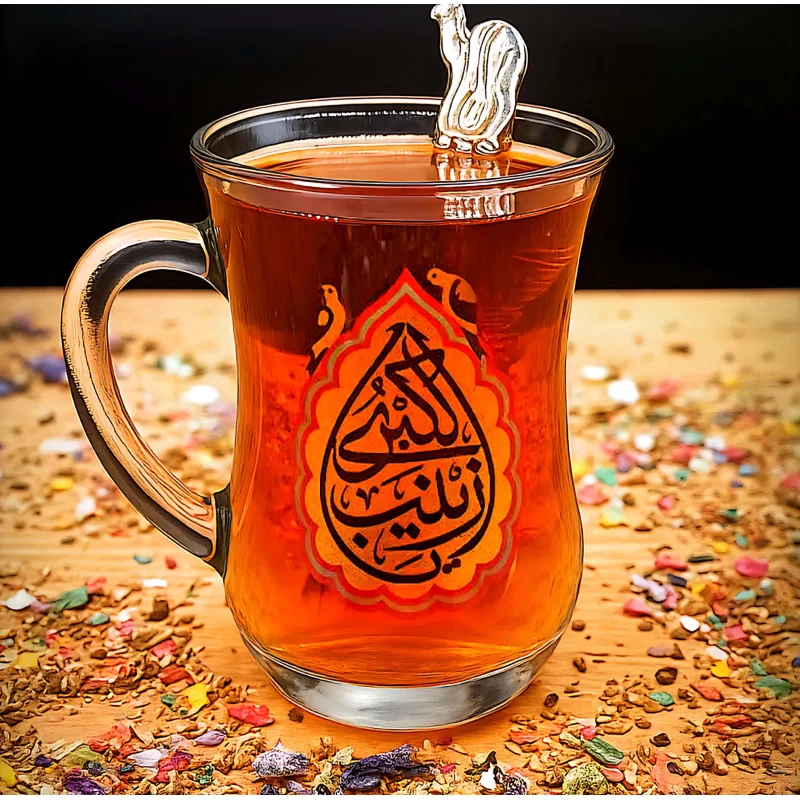 استکان کمرباریک دسته دار ذکر یا زینب کبری (ع) - بسته 12 عددی