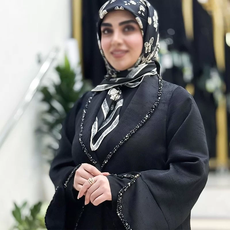 عبا زنانه مدل پارلا پارچه کرپ تیتانیوم