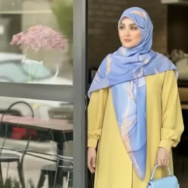 روسری نخ طرح دلناز آبی