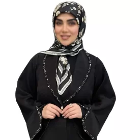 عبا زنانه مدل پارلا پارچه کرپ تیتانیوم