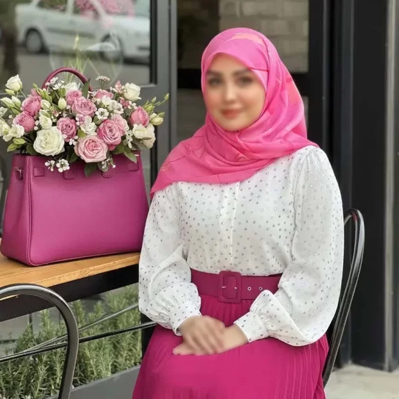 روسری نخ طرح دلناز سرخابی