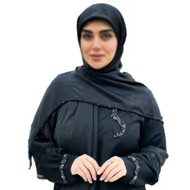 عبا زنانه مدل ترلان پارچه کرپ تیتانیوم