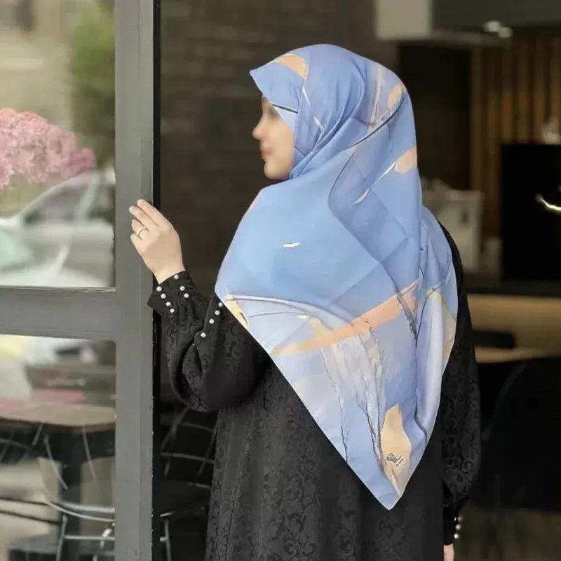 روسری نخ طرح دلناز آبی