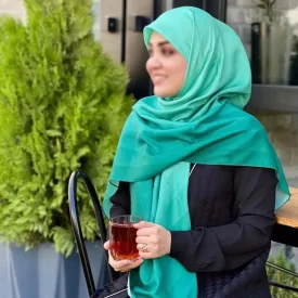 روسری نخ طرح طیفی پله ای سبز