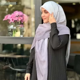 روسری نخ طرح طیفی پله ای طوسی