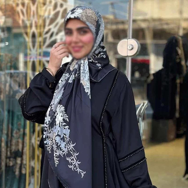 عبا زنانه مدل نگار کریستال پارچه کرپ تیتانیوم