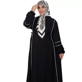 عبا زنانه مدل نگار پارچه کرپ تیتانیوم