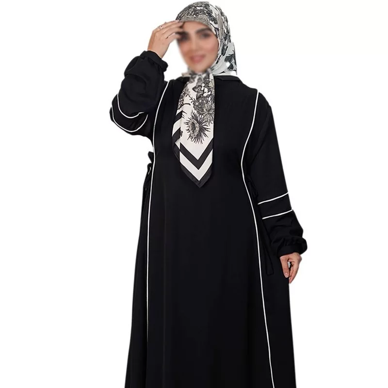 عبا زنانه مدل نگار پارچه کرپ تیتانیوم