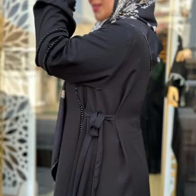 عبا زنانه مدل نگار کریستال پارچه کرپ تیتانیوم