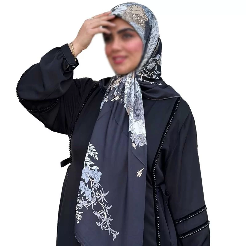 عبا زنانه مدل نگار کریستال پارچه کرپ تیتانیوم