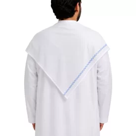 شماغ عربی نخی رنگ سفید با نوار آبی رنگ