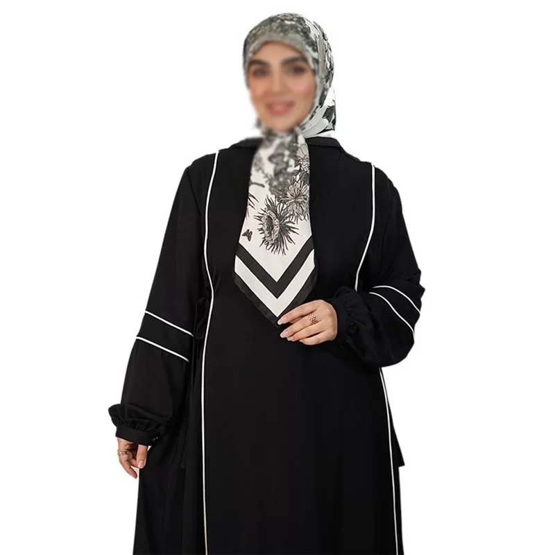 عبا زنانه مدل نگار پارچه کرپ تیتانیوم