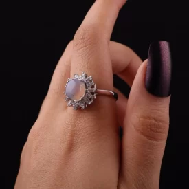 انگشتر نقره زنانه مدل عقیق یمنی کبود رکاب رادیوم
