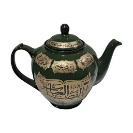 قوری محرمی چینی حجم 2.5 لیتر رنگ سبز یشمی