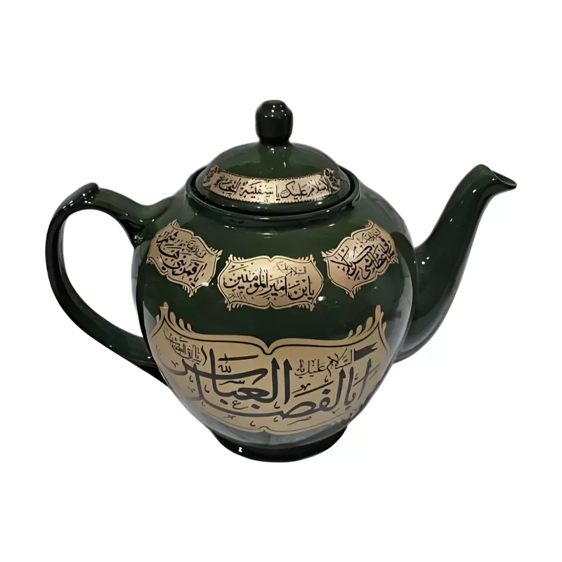 قوری محرمی چینی حجم 2.5 لیتر رنگ سبز یشمی