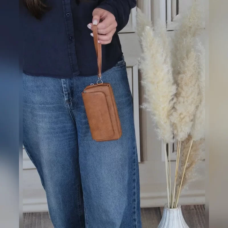کیف پول و جاکارتی چرم مصنوعی نسکافه ای کد 3886