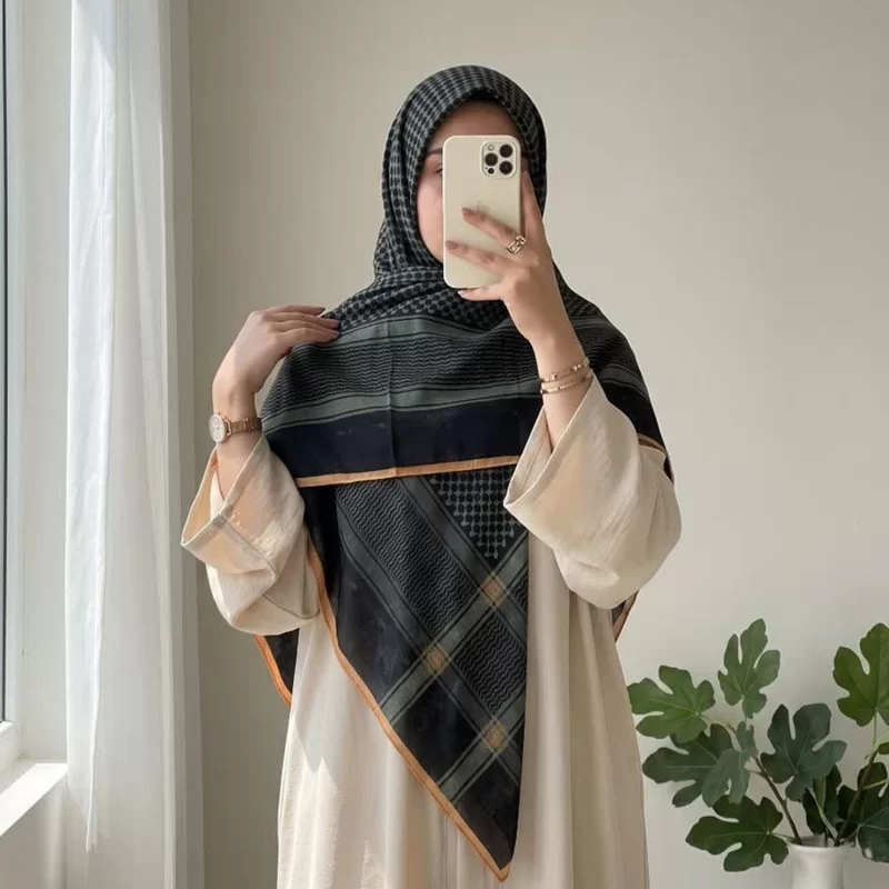 روسری نخی طرح چفیه یشمی قواره 140