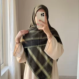 روسری نخی طرح چفیه سبز قواره 140