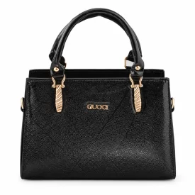 کیف دستی زنانه چرم مصنوعی کد 5707 مشکی طرح 2