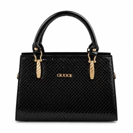 کیف دستی زنانه چرم مصنوعی کد 5707 مشکی طرح 6