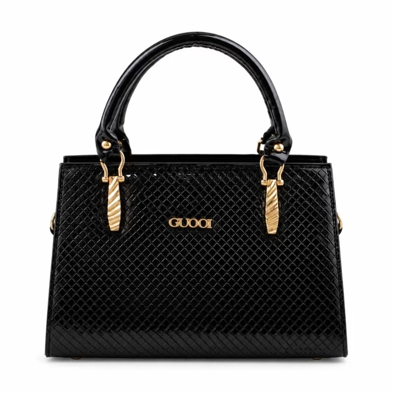 کیف دستی زنانه چرم مصنوعی کد 5707 مشکی طرح 6