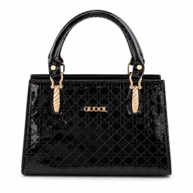 کیف دستی زنانه چرم مصنوعی کد 5707 مشکی طرح 5