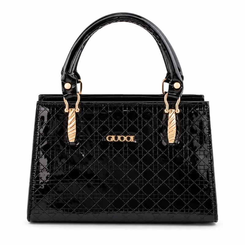 کیف دستی زنانه چرم مصنوعی کد 5707 مشکی طرح 5