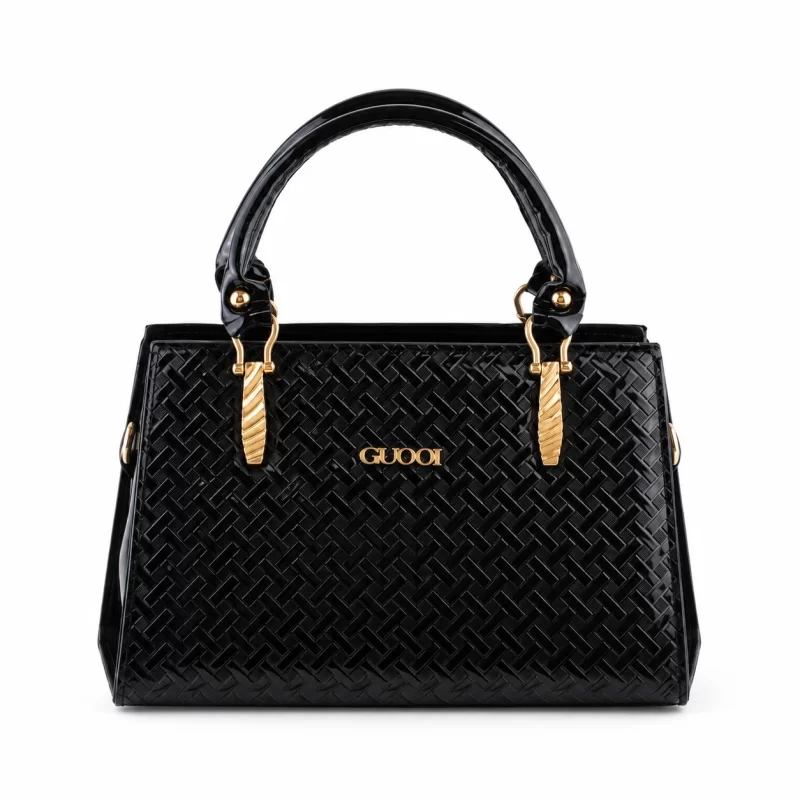 کیف دستی زنانه چرم مصنوعی کد 5707 مشکی طرح 4