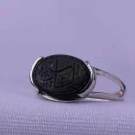 انگشتر نقره زنانه مدل عقیق مشکی نقش ( یا عباس