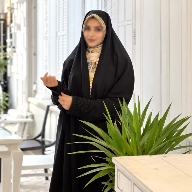 چادر مشکی عربی دانشجویی مچ‌دار