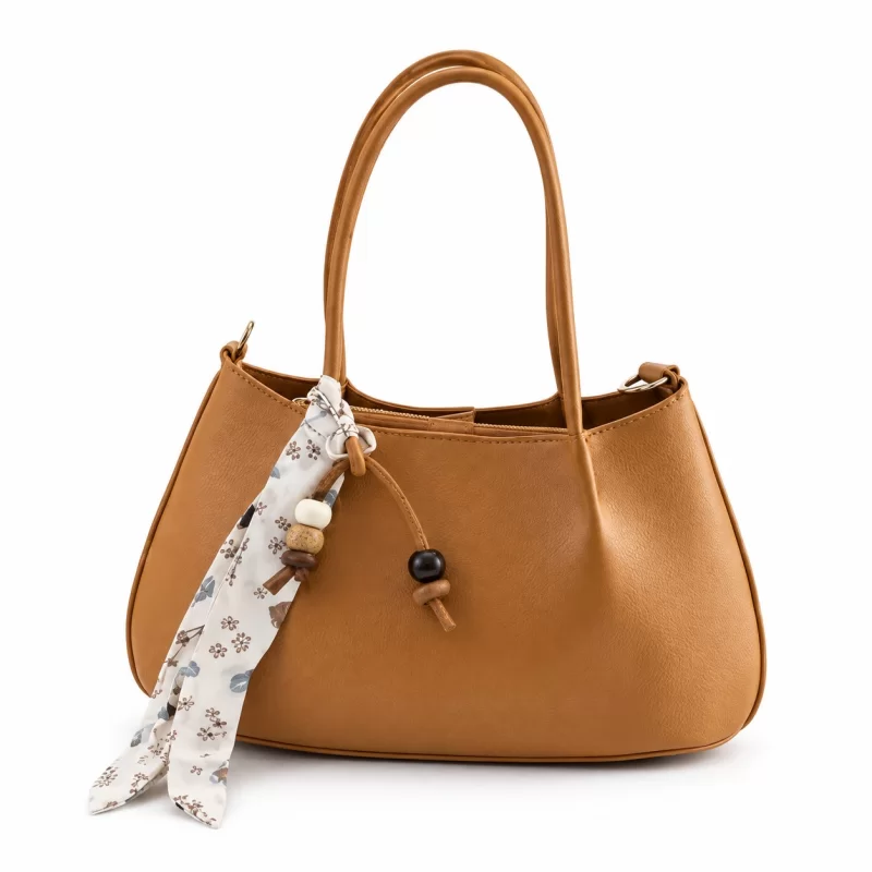 کیف دستی زنانه چرم مصنوعی کد 5647 عسلی