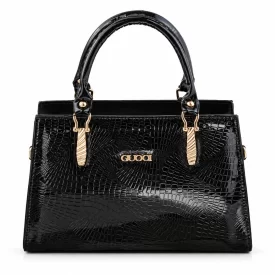 کیف دستی زنانه چرم مصنوعی کد 5707 مشکی طرح 3