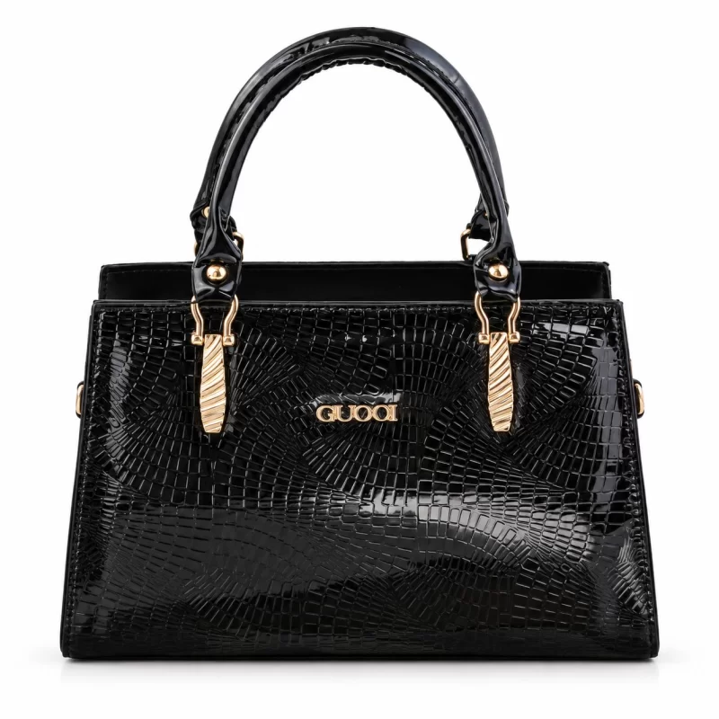 کیف دستی زنانه چرم مصنوعی کد 5707 مشکی طرح 3