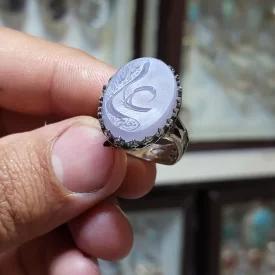 انگشتر آلیاژی باسنگ عقیق سوسنی با حکاکی «مظلوم علی (علیه السلام)» کد 7270