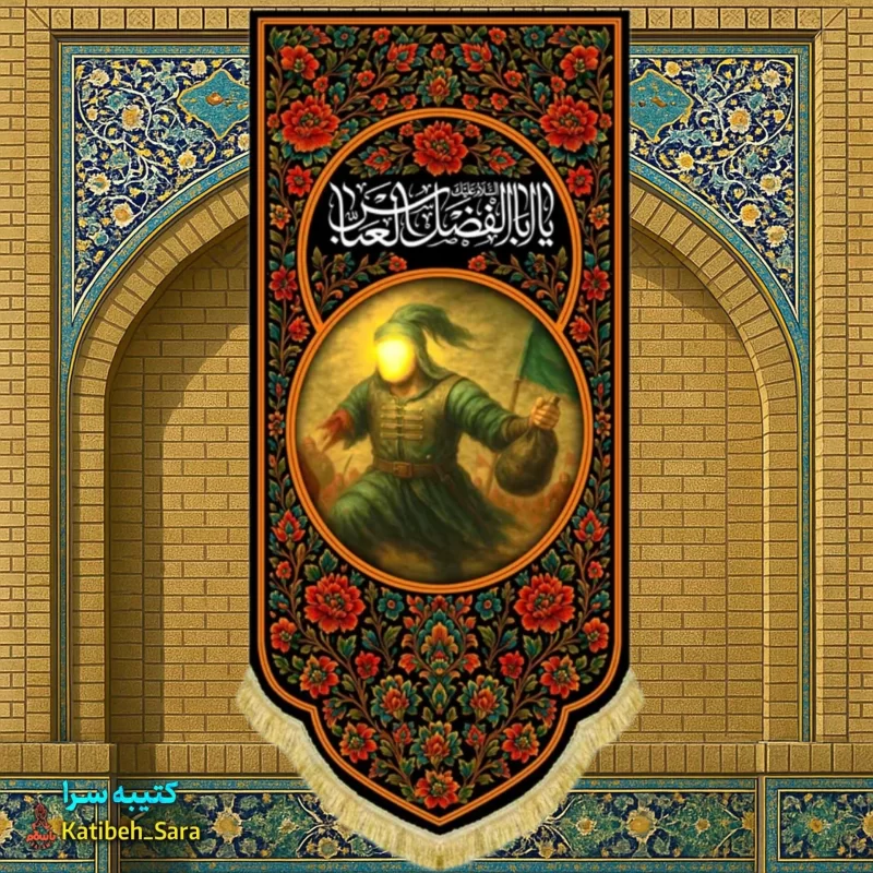 کتیبه مخمل آویز نقاشی شهادت حضرت عباس(ع)